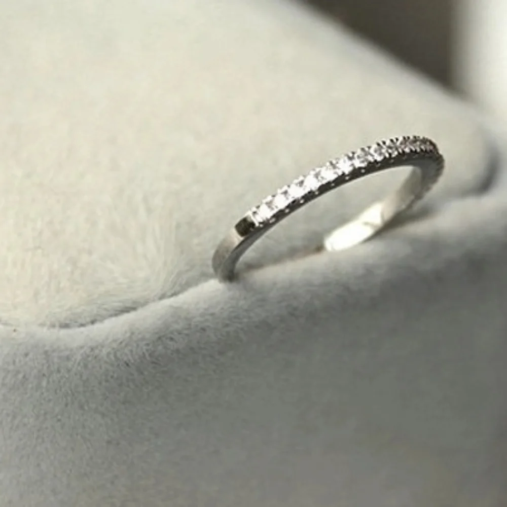 NEW 925‎ Sterling Silver Dainty Sapphire Engagement Wedding Band Ring